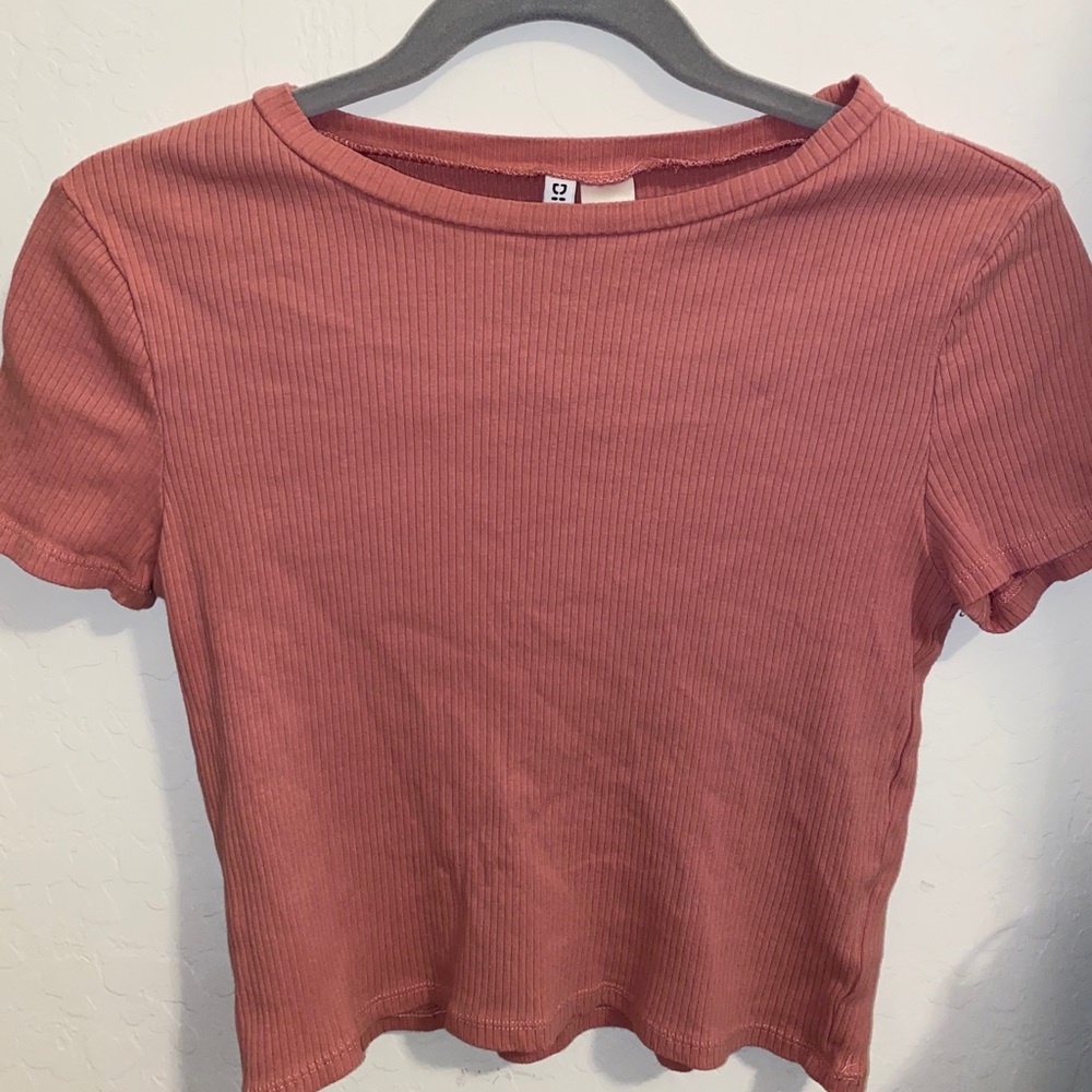 Pink Rib-Knit Top